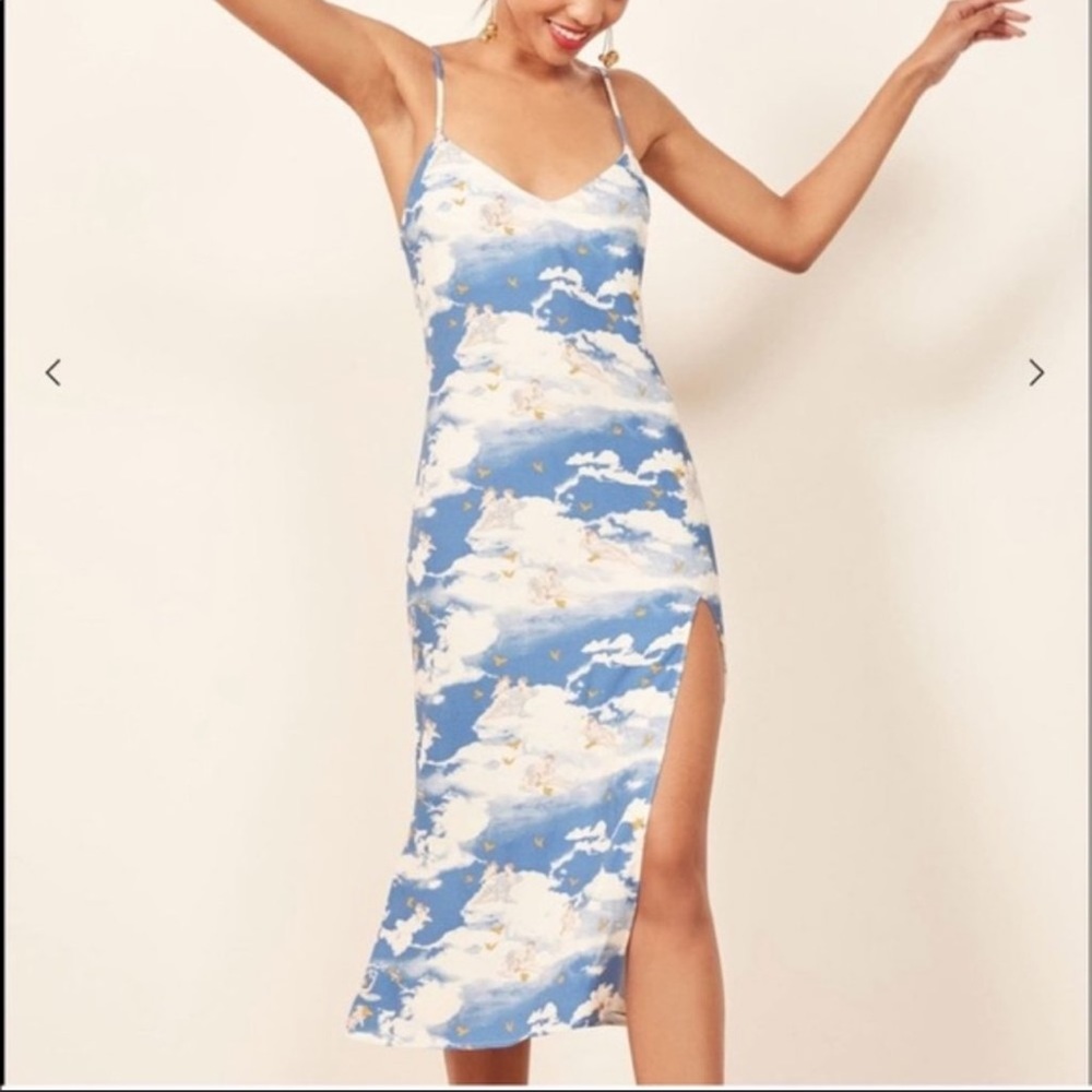 Reformation midi crimini dress cielo angel pattern